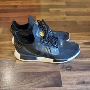 Adidas Size 12 Men's Black White and Gold NMD